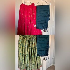 2 Chaniya Set with 1 Blouse & 1 Dupatta – Pink & Green (Medium, Never Worn)